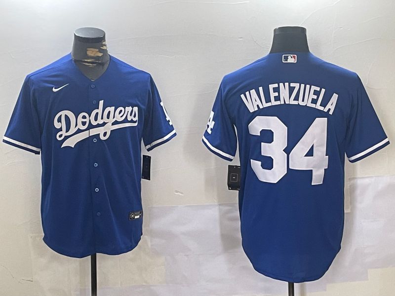 Men Los Angeles Dodgers 34 Valenzuela Blue Game 2024 Nike MLB Jersey style 11208